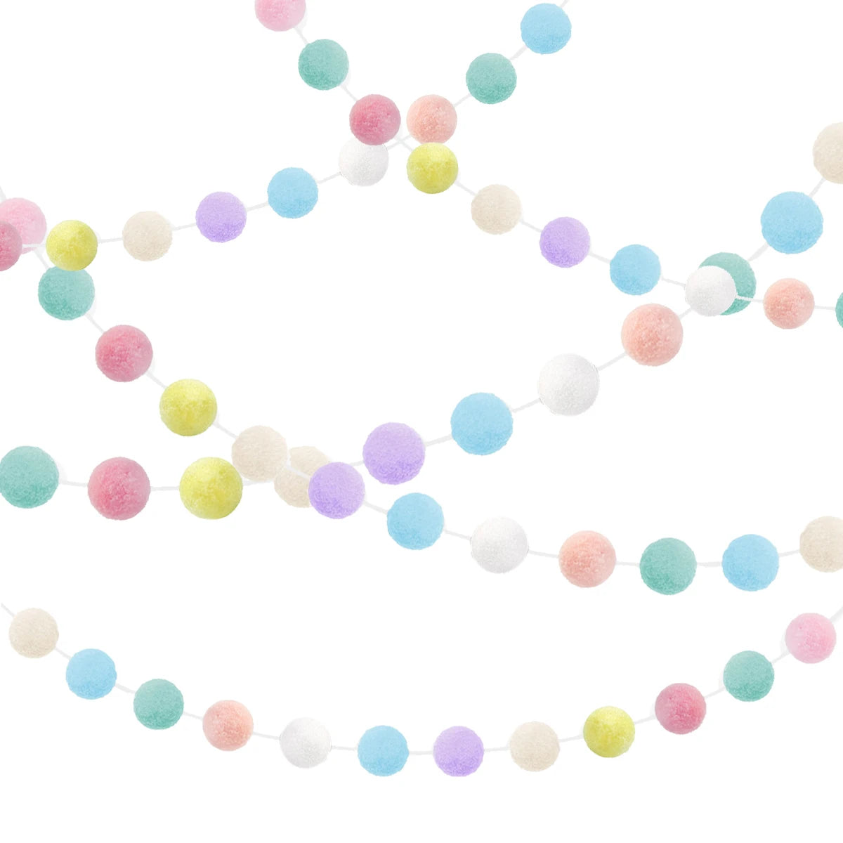 Pastel Pom Garland Hanging Easter Decorations Cute Rainbow Colorful Felt Ball Garland Baby Shower Birthday Party Supplies Favors