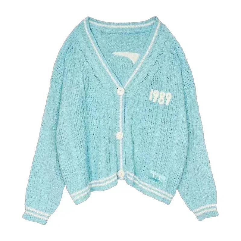Lover Cardigan with Star Embroidery Pink Heart Cosy Soft Knit TS Cardigan Tay Sweater Jacket Vintage Fall Winter 1989 Sweater