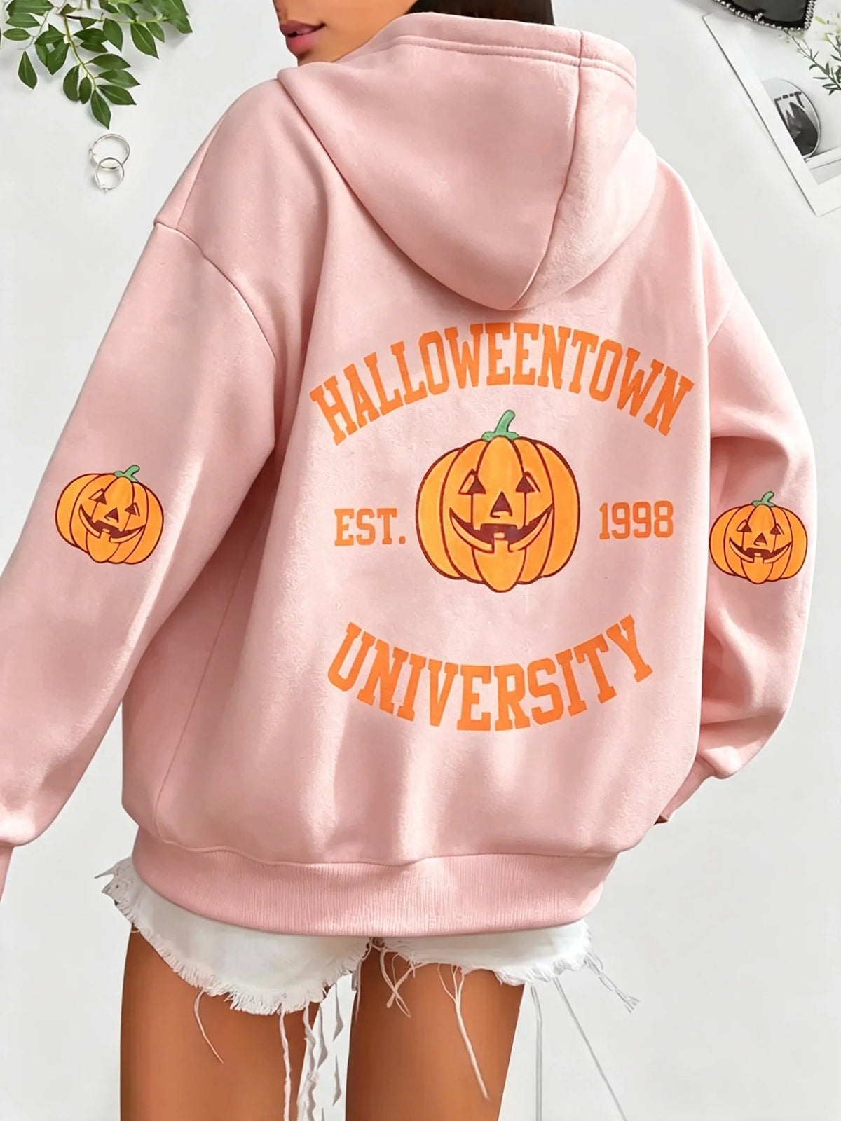 Halloween Print Hoodie, Winter and Autumn Drawstring Casual Sportswear, Women's Clothing hoodies women sweatshirt clothes