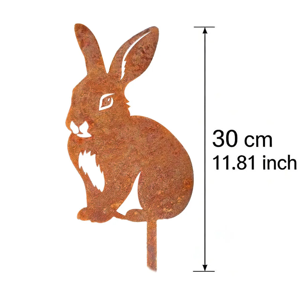 Easter Bunny Metal Art Decor Garden Flower pots Lawn Rabbit Iron Home Outdoor Animal Theme Sculpture Decor Sign