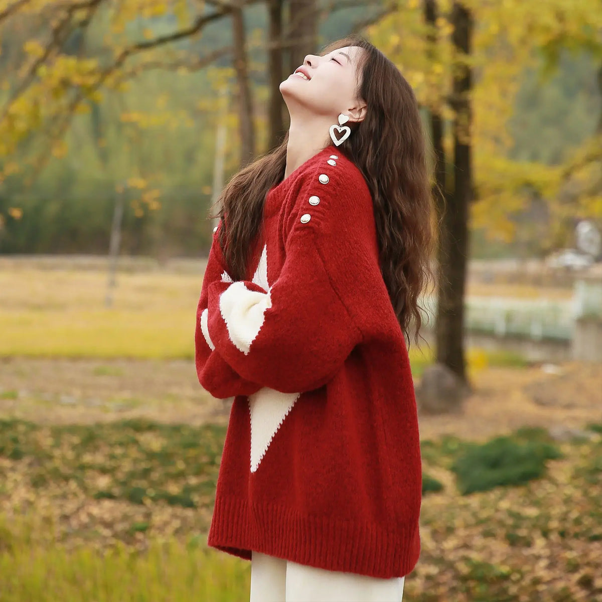 Christmas Red Loose Pullover Sweater for Women 2025 Autumn and Winter New Fashion Knitted Top Thick