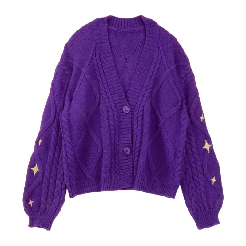 Lover Cardigan with Star Embroidery Pink Heart Cosy Soft Knit TS Cardigan Tay Sweater Jacket Vintage Fall Winter 1989 Sweater