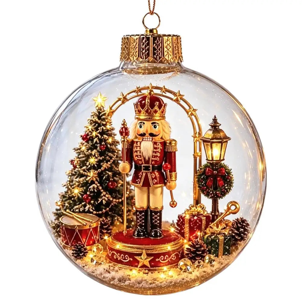 Christmas Story Decorations With Lights Creative Nutcracker Reindeer Snowman Glowing Christmas Tree Decor Pendant Crystal ball