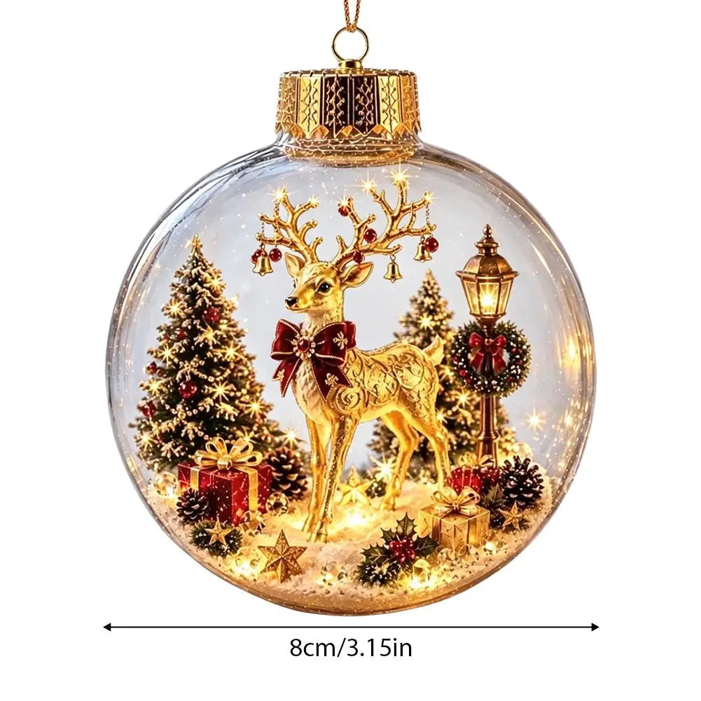Christmas Story Decorations With Lights Creative Nutcracker Reindeer Snowman Glowing Christmas Tree Decor Pendant Crystal ball