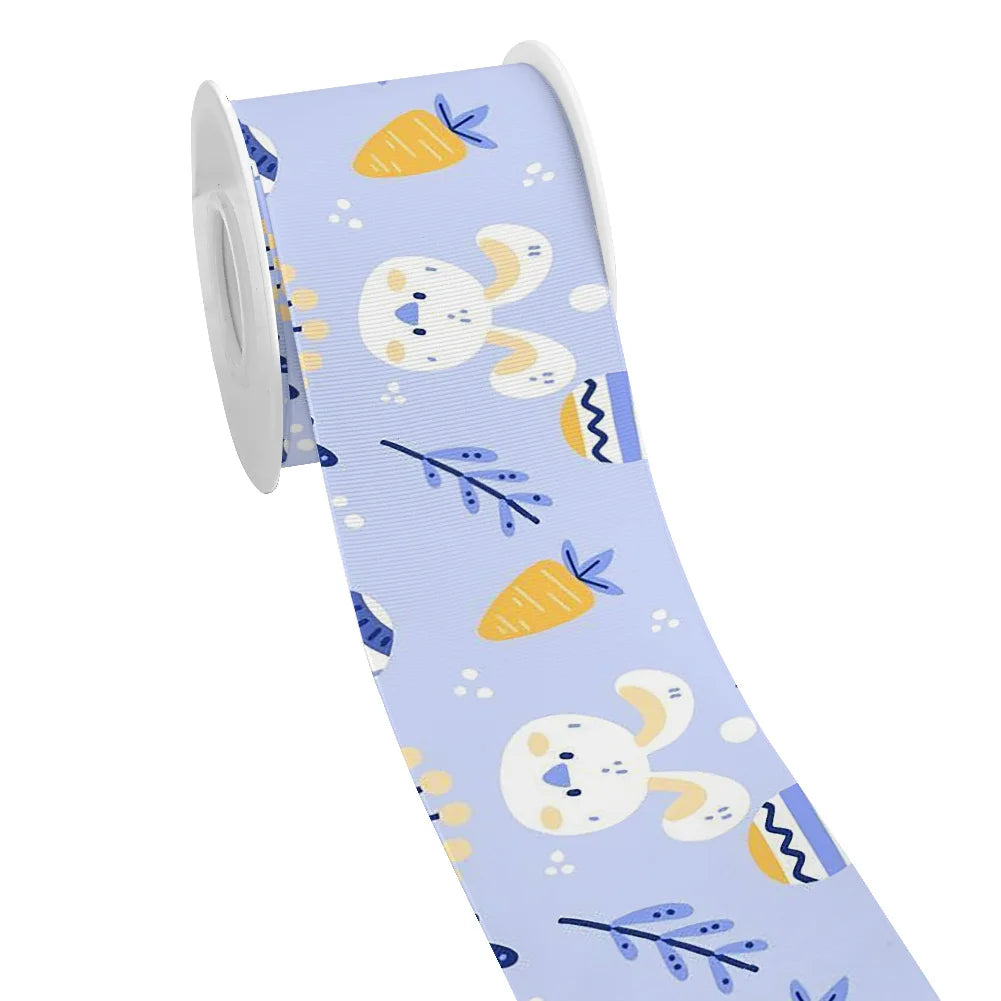 Spring Rabbit Easter Day Chick Cartoon Printed Grosgrain Satin Ribbon for Gift Wrapping Hair Bow Craft Accessory