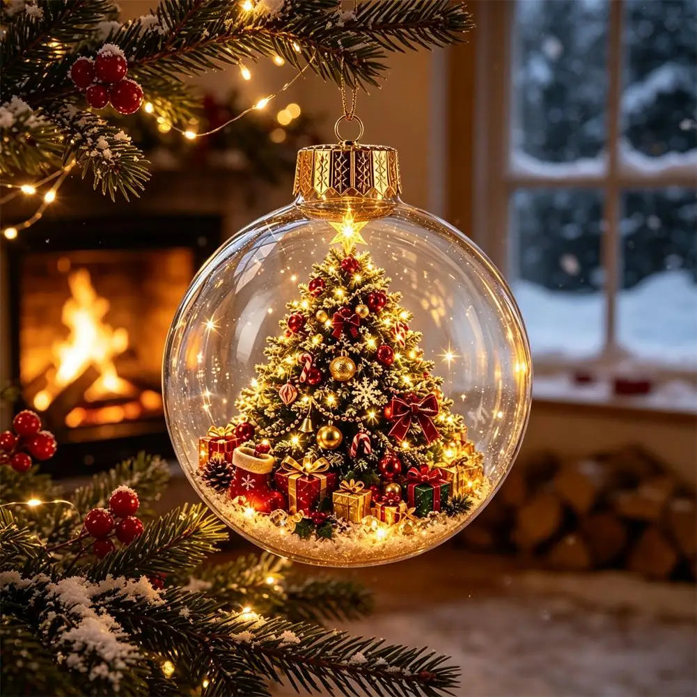 Christmas Story Decorations With Lights Creative Nutcracker Reindeer Snowman Glowing Christmas Tree Decor Pendant Crystal ball