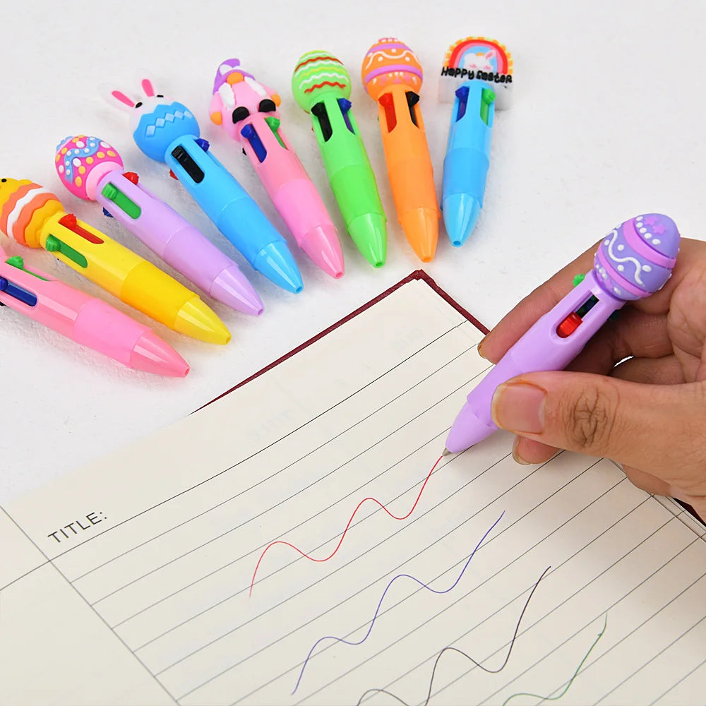 5-30Pcs Cartoon Easter Theme Four Color Pens Easter Carnival Party Birthday Wedding School Kindergarten Gift Prize Basket Filler
