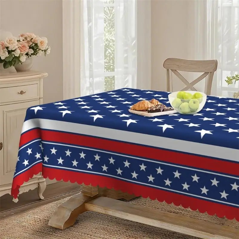 American Flags Patriotic Tablecloth Stars And Stripe Table Cover For 4th Of July Memorial Day Indoor Outdoor Use 37JD
