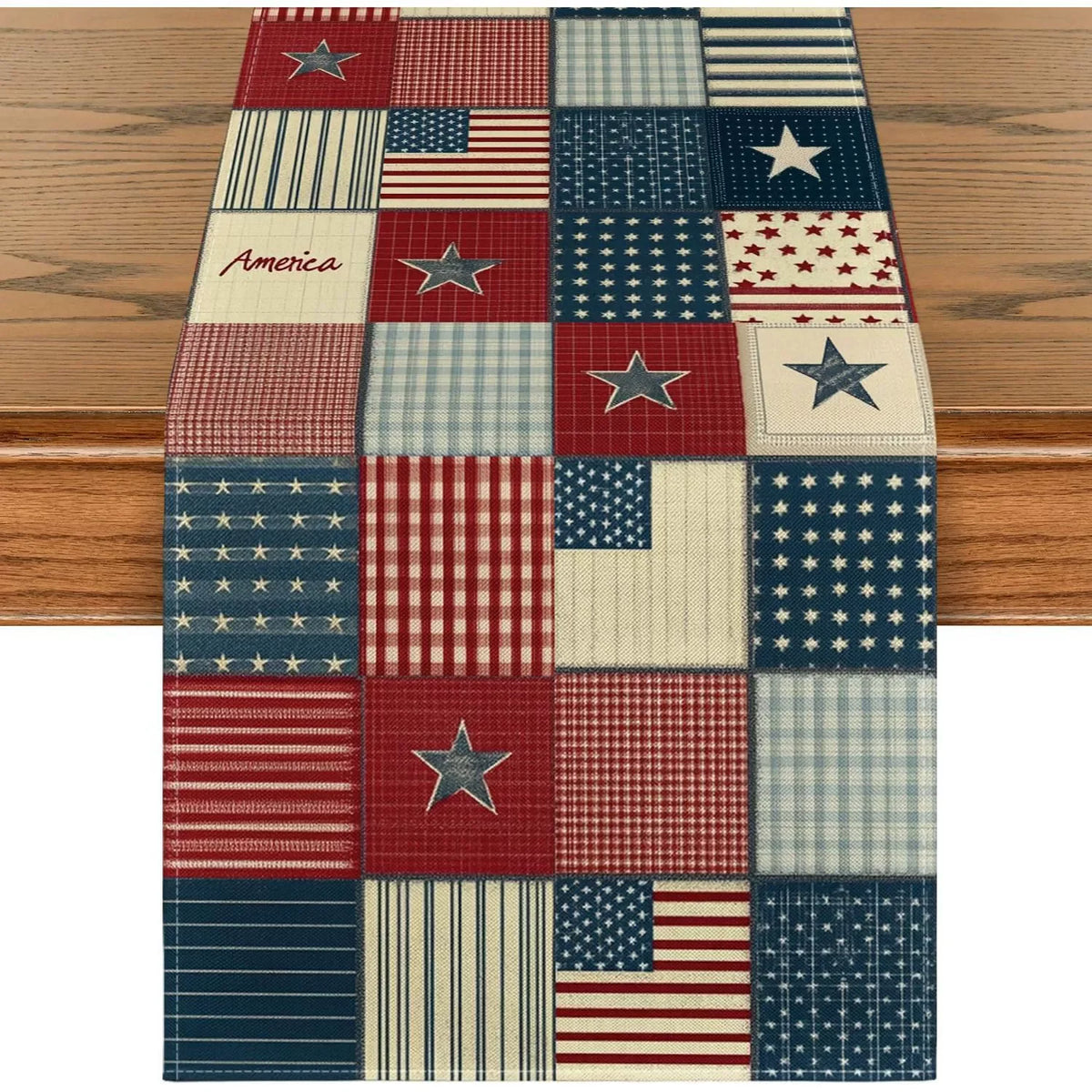 4th of July Table Runner America Flag Stars Stripe Patriotic Table Runner Memorial Day Independence Day Vintage Home Party Decor
