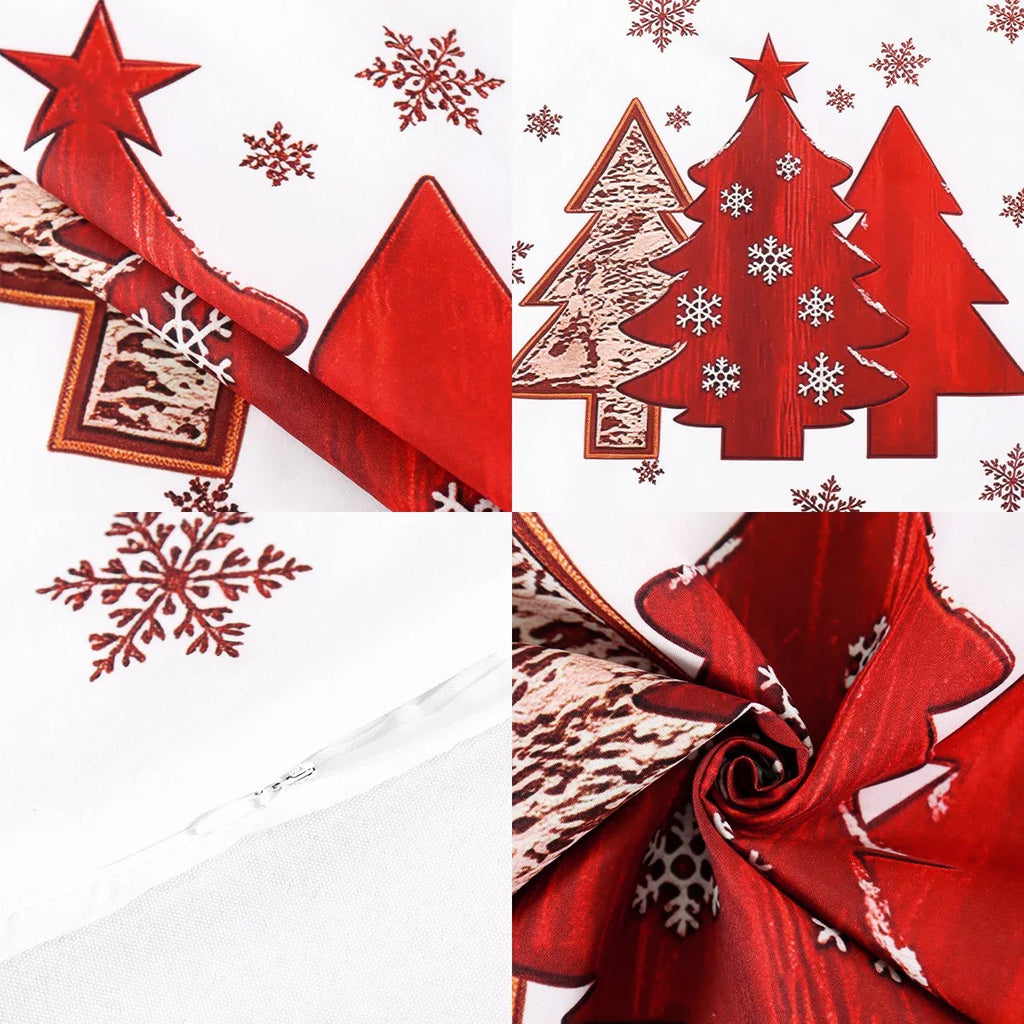 4pcs Merry Christmas 2D Flat Pillowcase Santa Claus Printed Polyester Pillow Cover Family Living Room Sofa Xmas Party Decor