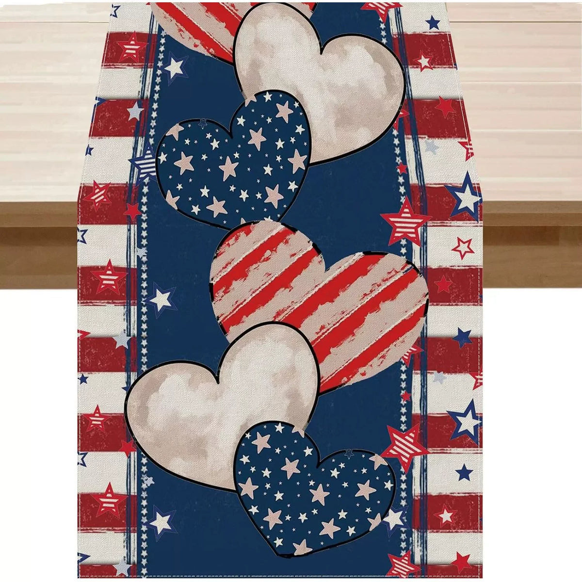 4th of July Table Runner America Flag Stars Stripe Patriotic Table Runner Memorial Day Independence Day Vintage Home Party Decor