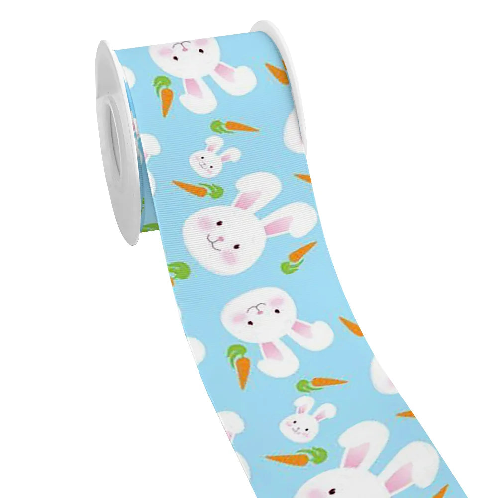 Spring Rabbit Easter Day Chick Cartoon Printed Grosgrain Satin Ribbon for Gift Wrapping Hair Bow Craft Accessory