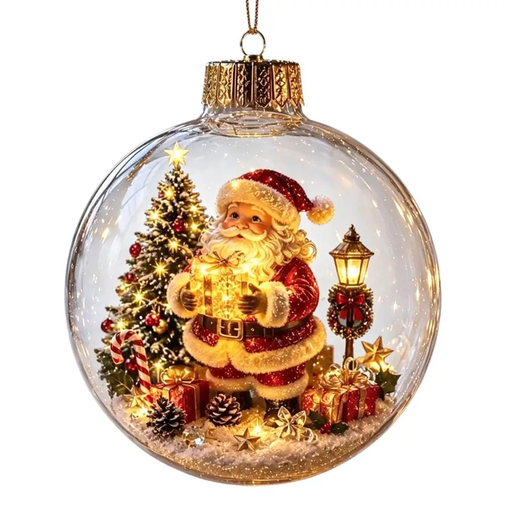 Christmas Story Decorations With Lights Creative Nutcracker Reindeer Snowman Glowing Christmas Tree Decor Pendant Crystal ball