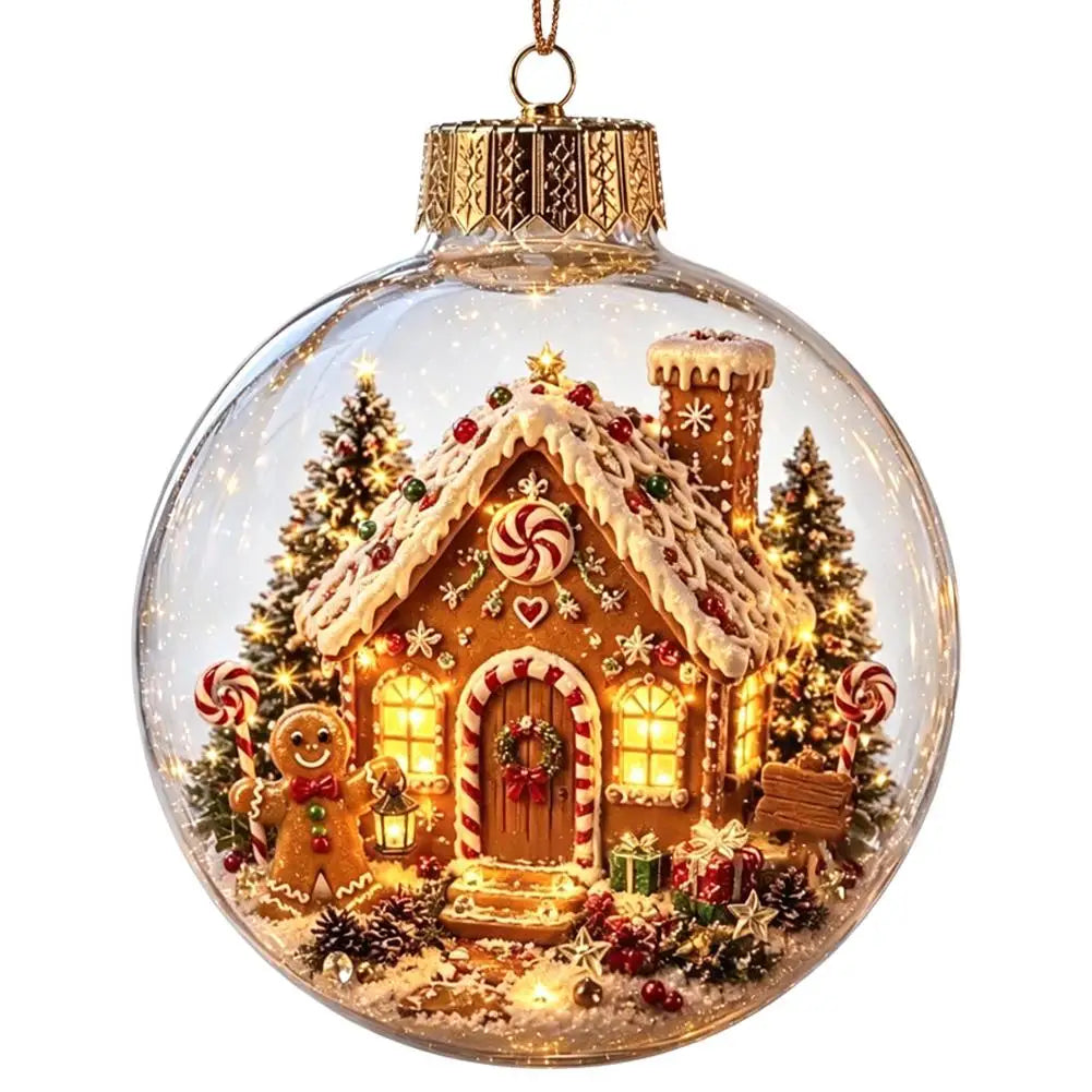 Christmas Story Decorations With Lights Creative Nutcracker Reindeer Snowman Glowing Christmas Tree Decor Pendant Crystal ball