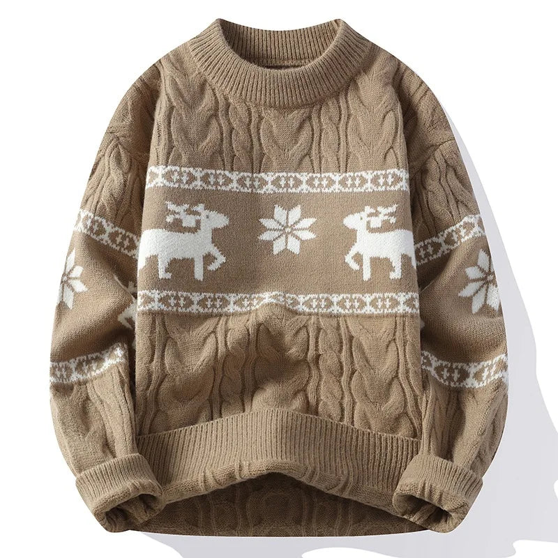 Autumn Winter Christmas Sweaters Men's Long Sleeve O-Neck Knitting Jumper Tops Vintage Pattern Crochet Male Sweater Pullovers