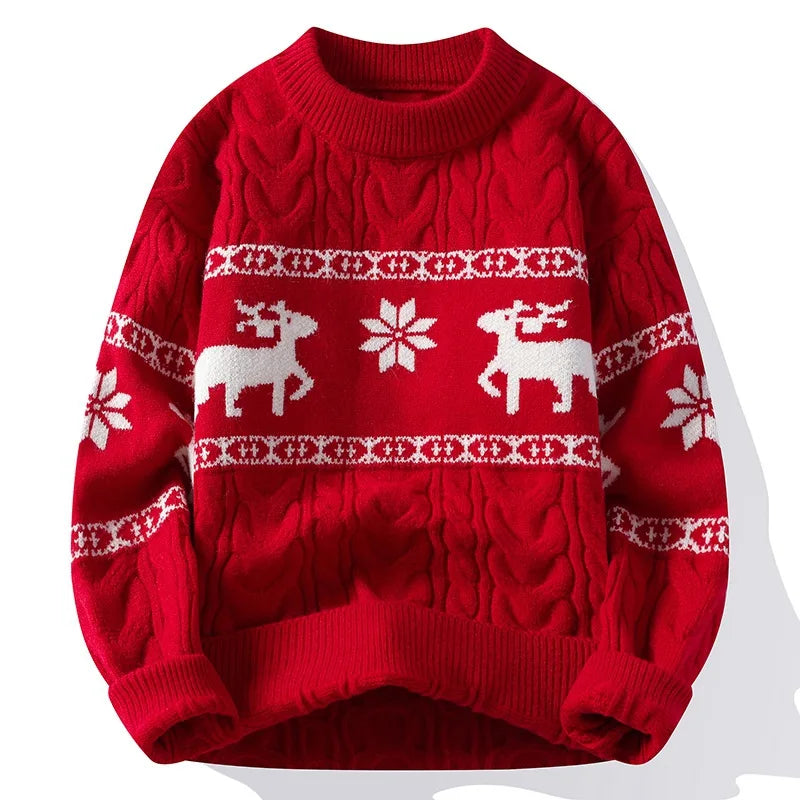 Autumn Winter Christmas Sweaters Men's Long Sleeve O-Neck Knitting Jumper Tops Vintage Pattern Crochet Male Sweater Pullovers