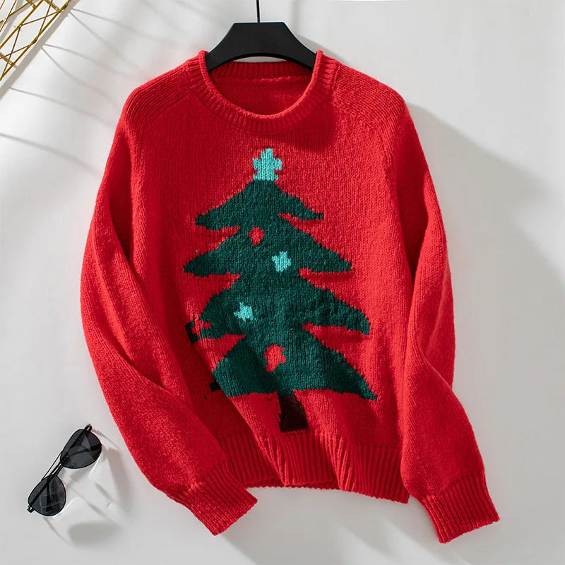 Christmas Sweater Christmas Tree Turtleneck Loose Holiday Women's Autumn and Winter Sweater