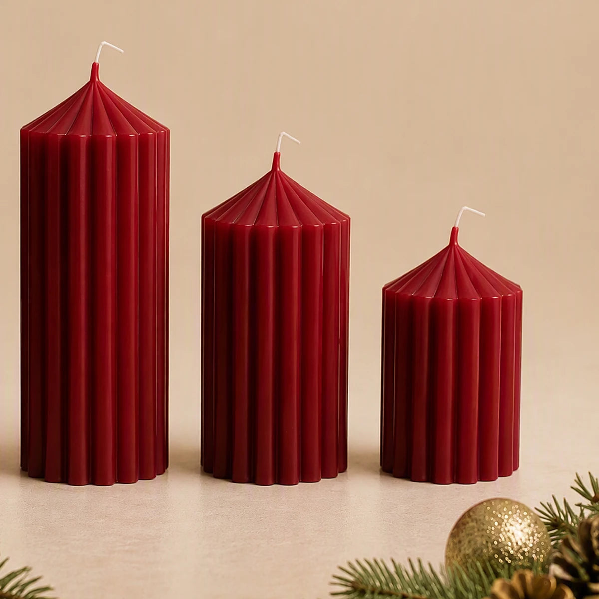 Christmas cylindrical aromatherapy candle set, wine red candle home decoration, Christmas candle center decoration