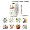 500pcs Easter Rabbits Round Stickers Cartoon Bunny Easter Egg Stickers Label Easter Party Envelope Gift Seal Sticker Label Decal