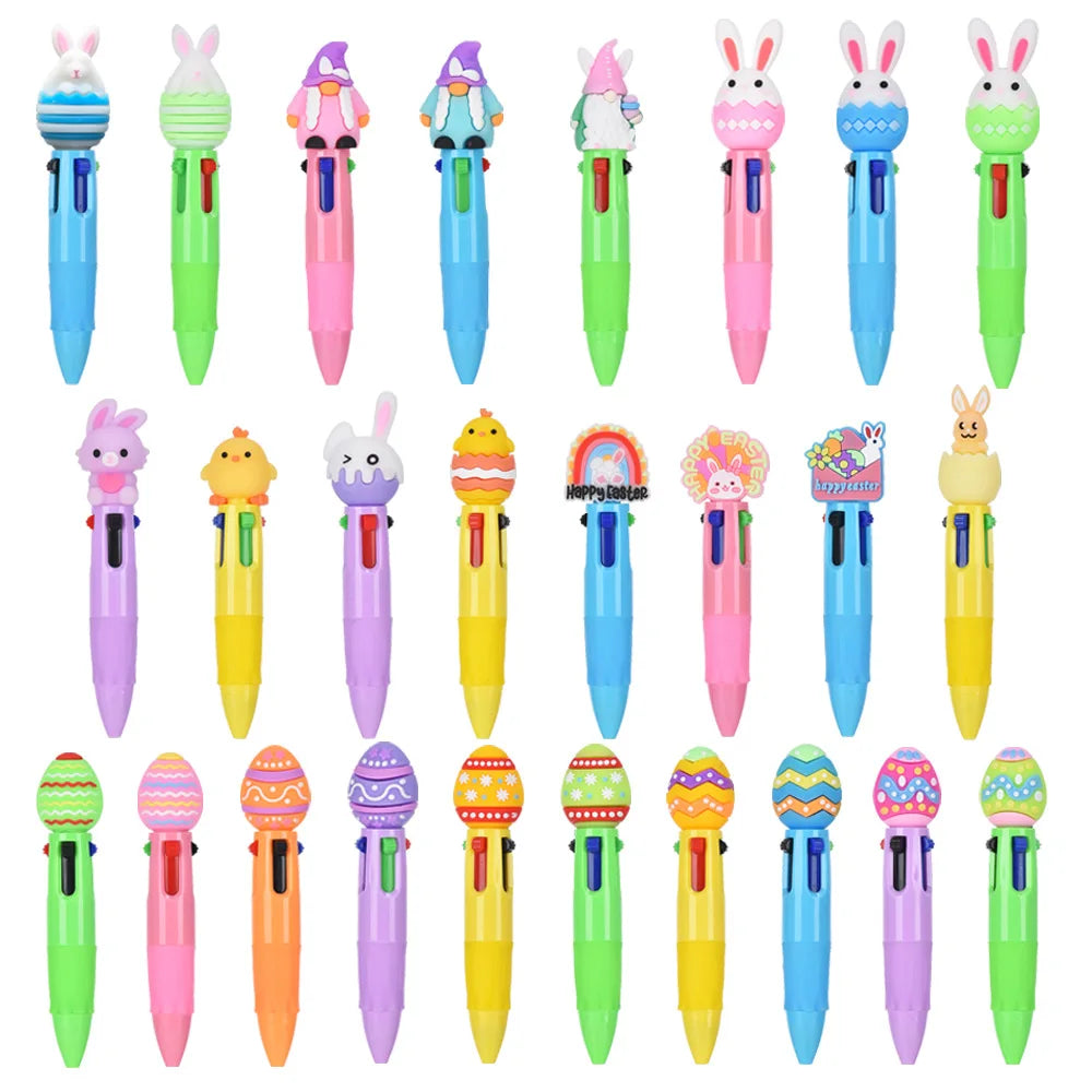 5-30Pcs Cartoon Easter Theme Four Color Pens Easter Carnival Party Birthday Wedding School Kindergarten Gift Prize Basket Filler