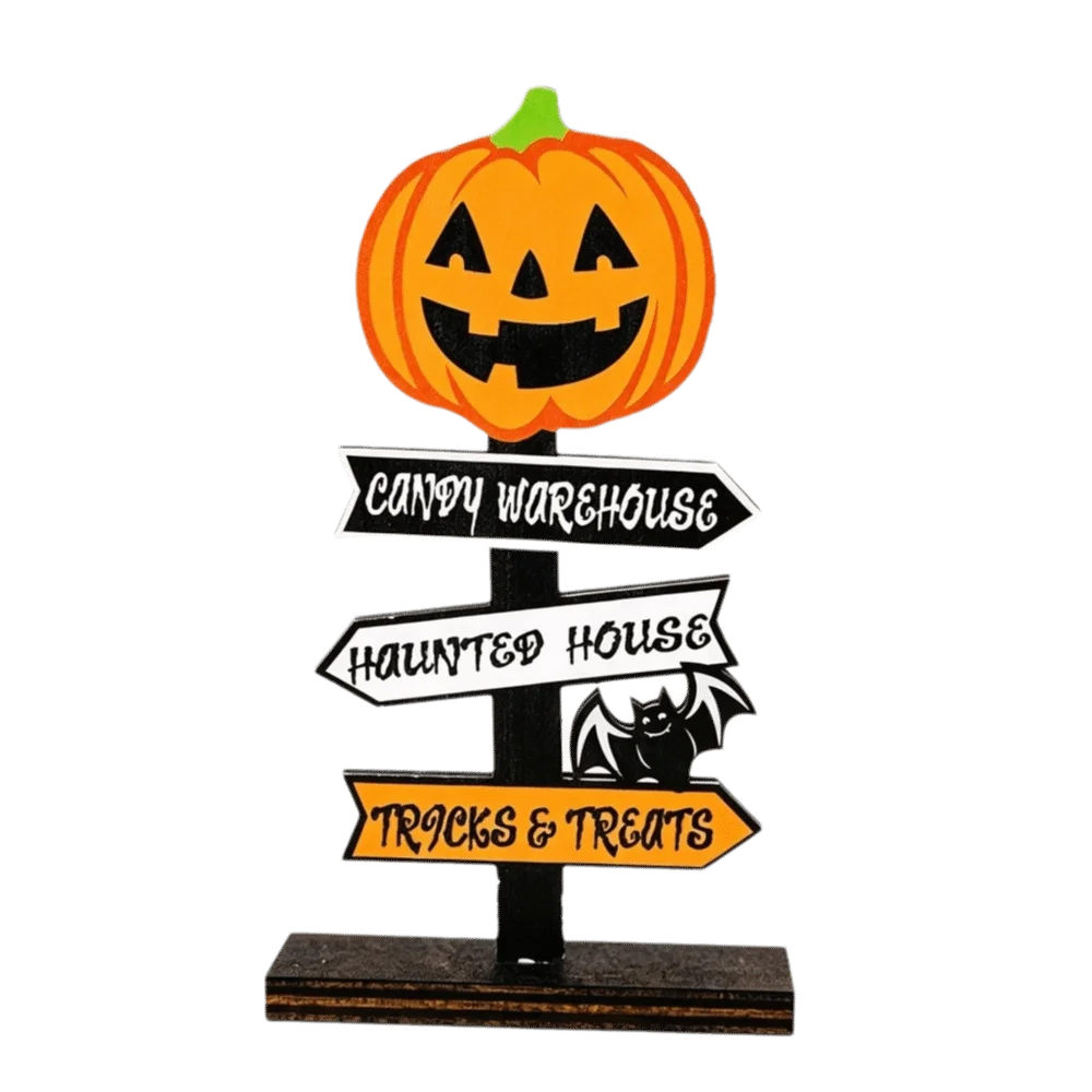 Gothic Style Halloween Ghost Ornament Handmade Wood Pumpkin Ghost Decor Atmosphere Decor Wooden Desktop Ornament Halloween Party