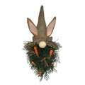 Rustic Style Easter Gnome Pendant Plastic Handmade Easter Bunny Wreath With Carrot Rabbit Ears Door Hanger Garden Decor