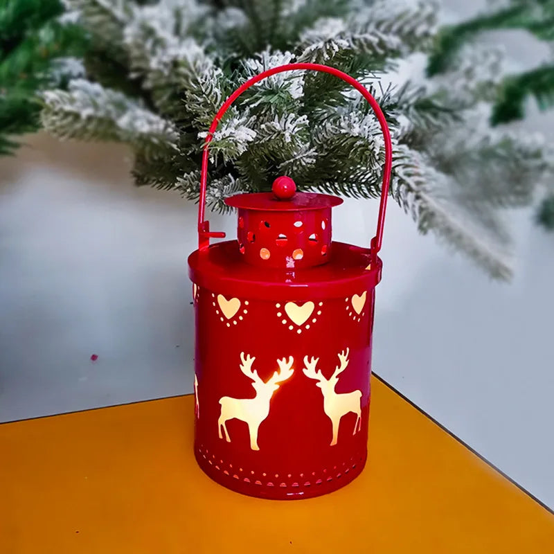 Christmas Decorations Vintage Christmas Lanterns with LED Light Festive Decor for Home Party Stylish Christmas Hanging Lanterns