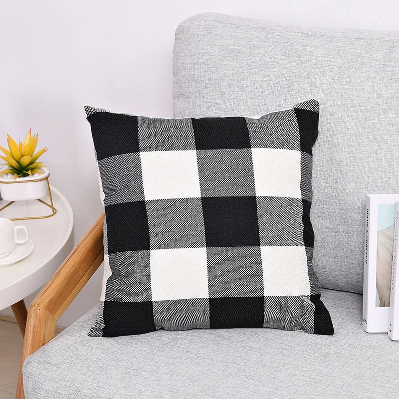 Christmas Plaid Decor Throw Pillow Covers Scottish Tartan Cushion Case for Farmhouse Home Square Pillow Case Cushion Pillowcase