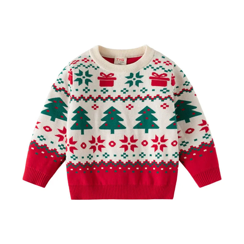 New Years Christmas Sweater for Kids Cars Print Sweatshirt Boys & Girls Baby Clothes Autumn Winter Seasonal Children's Clothing