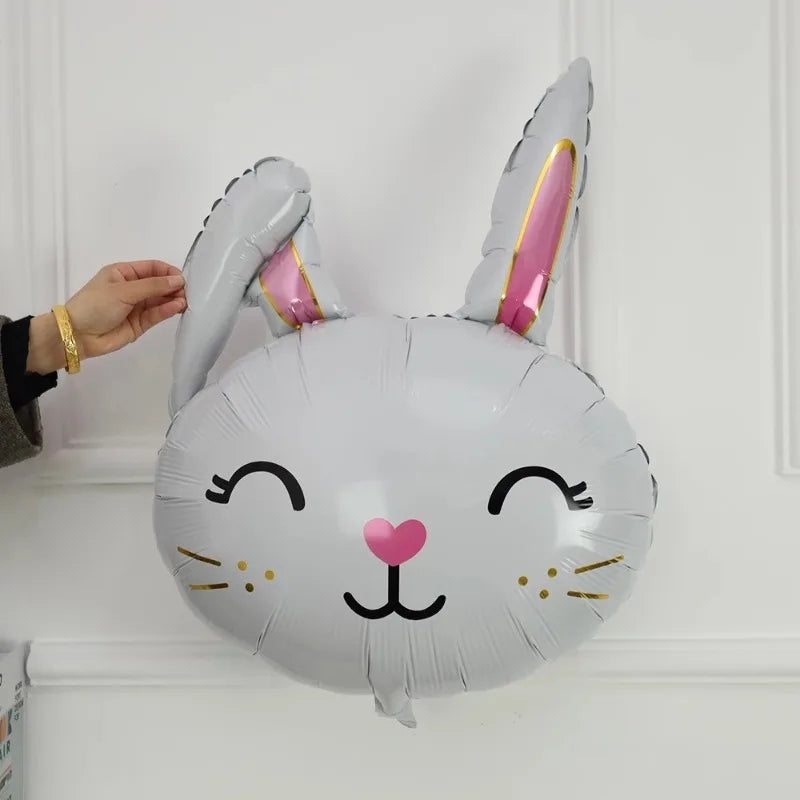 Easter Themed Cartoon Bunny Balloon Baby's First Birthday Decoration Farm Animals Cute Girl's Birthday Party Photo Props Supply