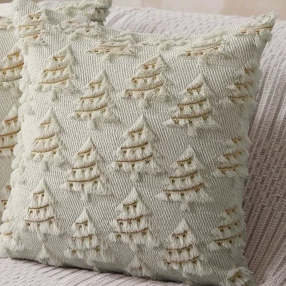 Christmas Throw Pillow Covers Set of 2 Xmas Tree 18x18 Pillow Covers Soft Plush Faux Wool Pillowcases Festival Winter Home Decor