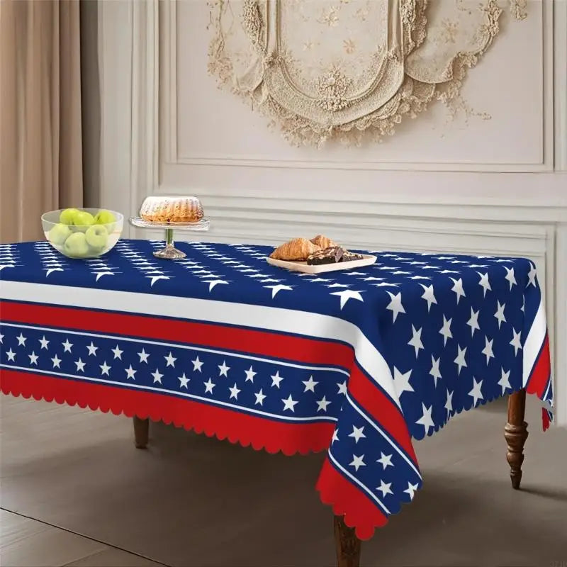 American Flags Patriotic Tablecloth Stars And Stripe Table Cover For 4th Of July Memorial Day Indoor Outdoor Use 37JD