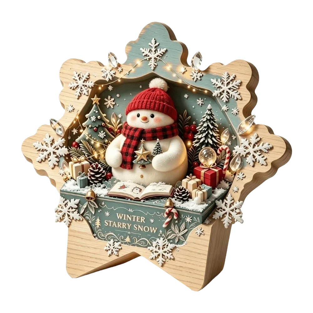 Merry Christmas Wooden Christmas Decoration Star Shape Snowman Deer Home Ornaments Rabbit Santa Claus Wall Decor New Year Gift