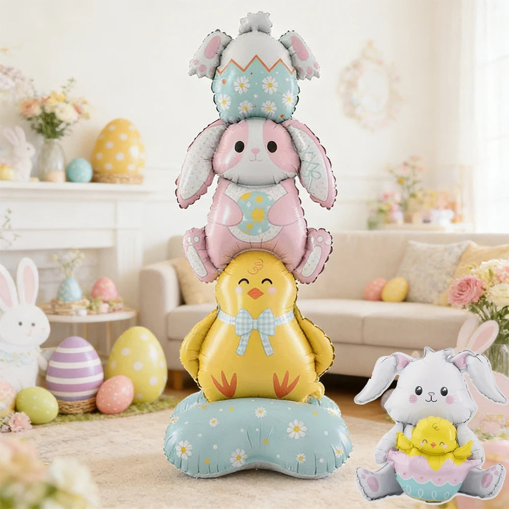 Standing Easter rabbit Chick eggs Balloon Easter bunny Balloon Easter Decoration balloon 2026 spring Easter Party Decor supplies