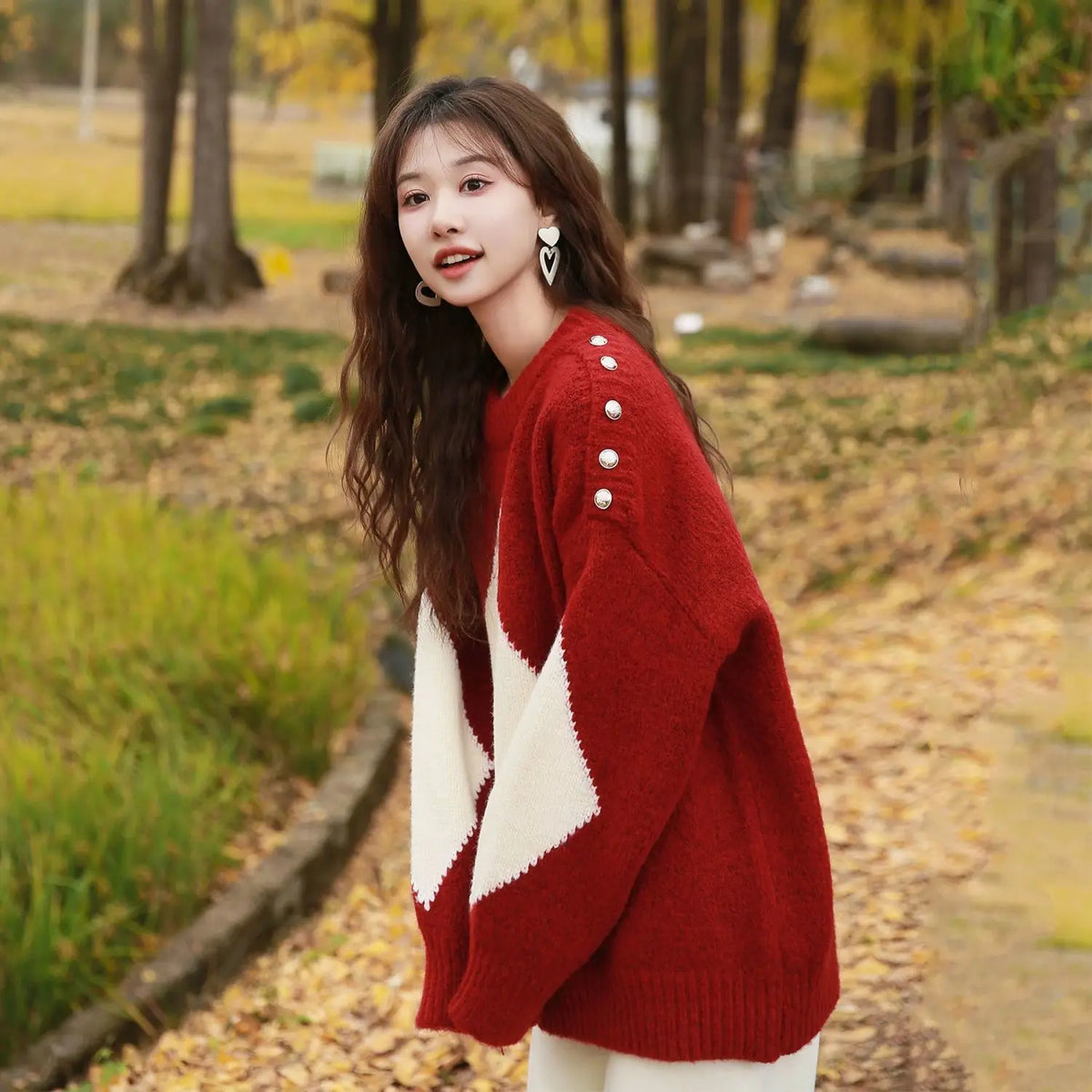 Christmas Red Loose Pullover Sweater for Women 2025 Autumn and Winter New Fashion Knitted Top Thick