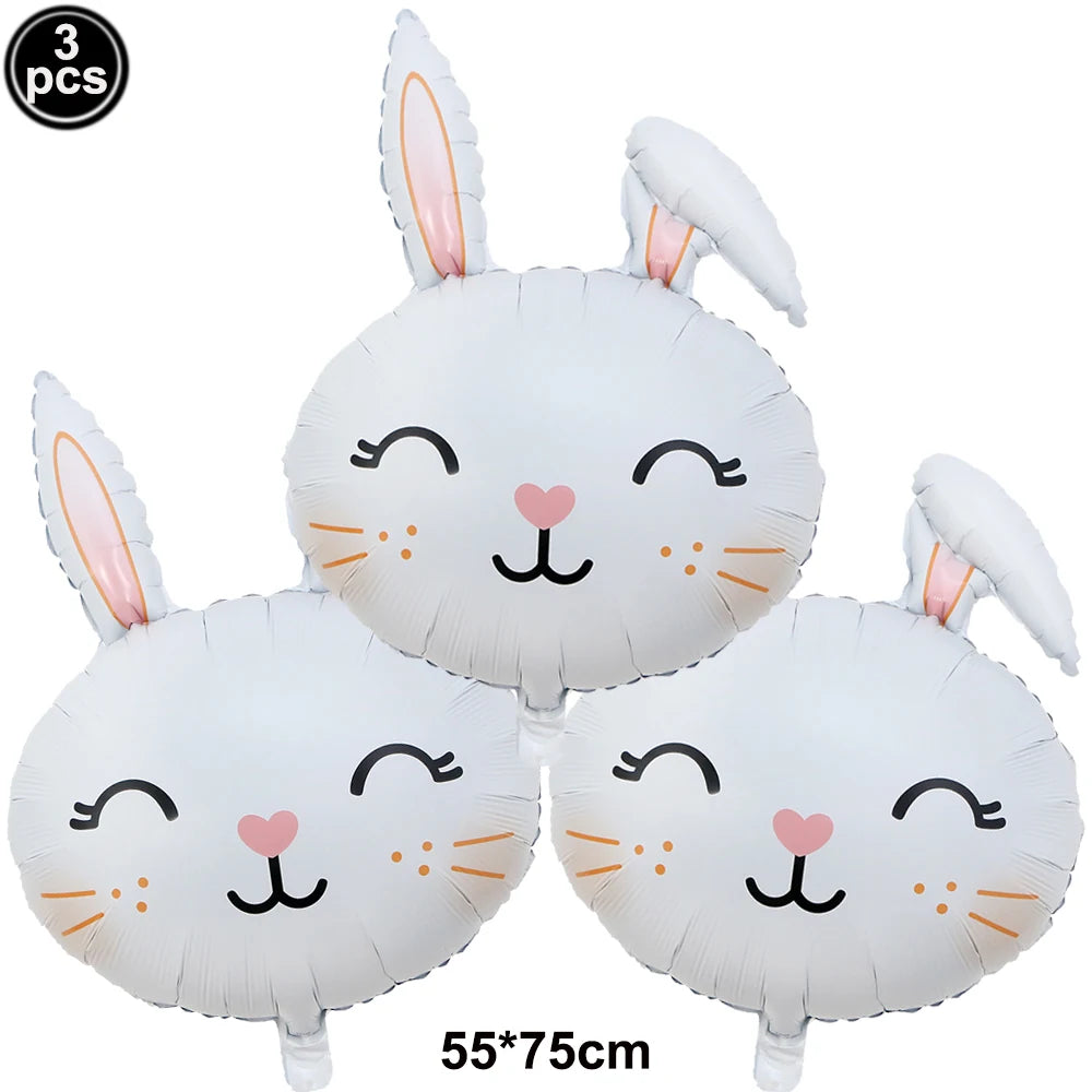 Easter Theme Disposable Tableware Cute Cartoon Bunny Rabbit Pattern Paper Plates Cups Napkins Kids Favor Easter Party Decoration