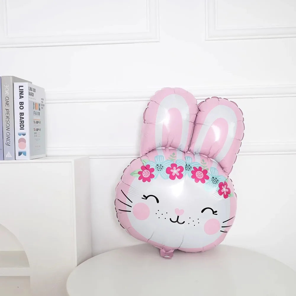 Easter Themed Cartoon Bunny Balloon Baby's First Birthday Decoration Farm Animals Cute Girl's Birthday Party Photo Props Supply