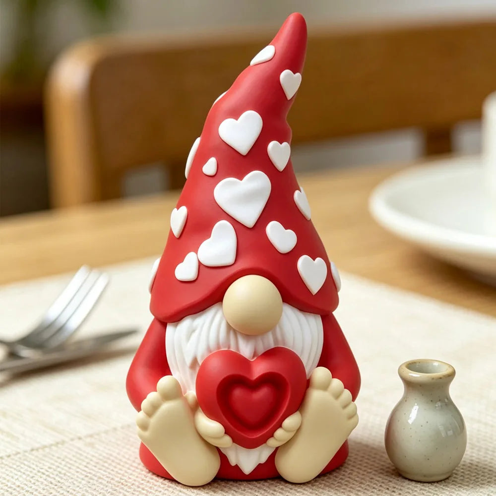 Romantic Valentine's Day Gnome Statue, Adorable Desktop Ornament, Car Ornament, Sculpture Ornaments, Bookshelf Garden Ornaments