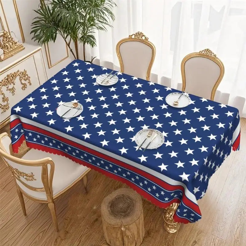 American Flags Patriotic Tablecloth Stars And Stripe Table Cover For 4th Of July Memorial Day Indoor Outdoor Use 37JD