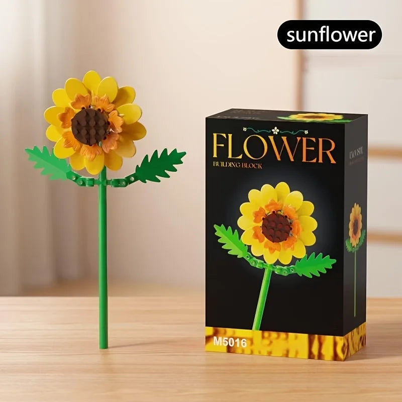 Romantic building block flower decorations, festival gifts, small building block bouquets, handmade bouquets, Valentine's Day