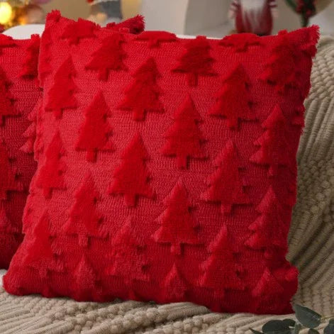 Christmas Throw Pillow Covers Set of 2 Xmas Tree 18x18 Pillow Covers Soft Plush Faux Wool Pillowcases Festival Winter Home Decor