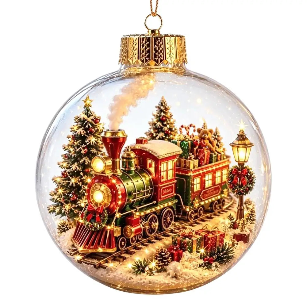 Christmas Story Decorations With Lights Creative Nutcracker Reindeer Snowman Glowing Christmas Tree Decor Pendant Crystal ball