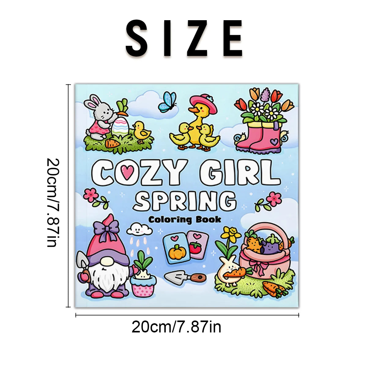 Anti-Stress Spring Coloring Book for Adults Cozy Girl Kawaii Easter Floral Scenes Relaxation Art Therapy Book