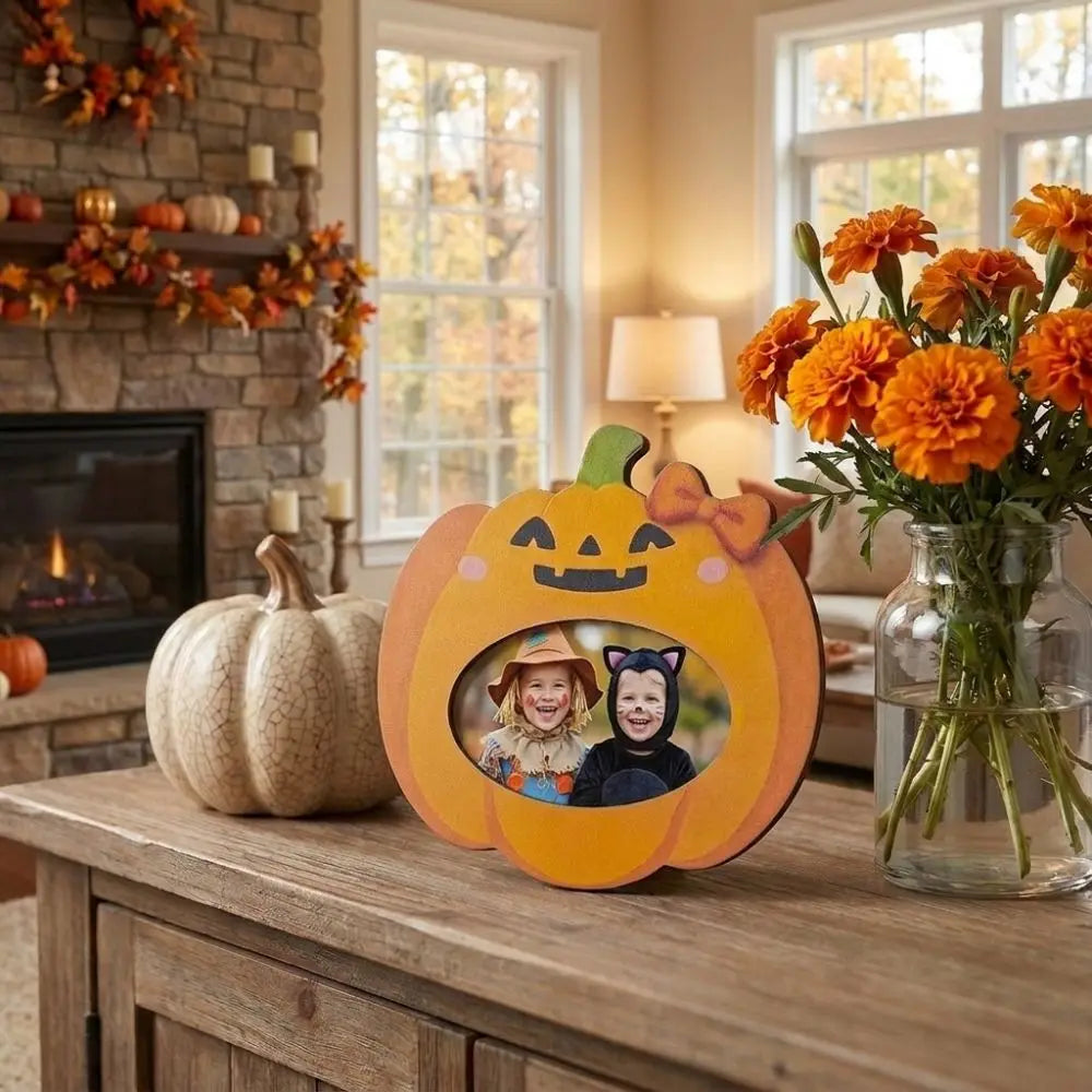 Desktop Decoration Cute Halloween Ghost Picture Frame Wooden Handmade Desktop Ghost Ornament Rustic Tabletop Frame Dorm Decor