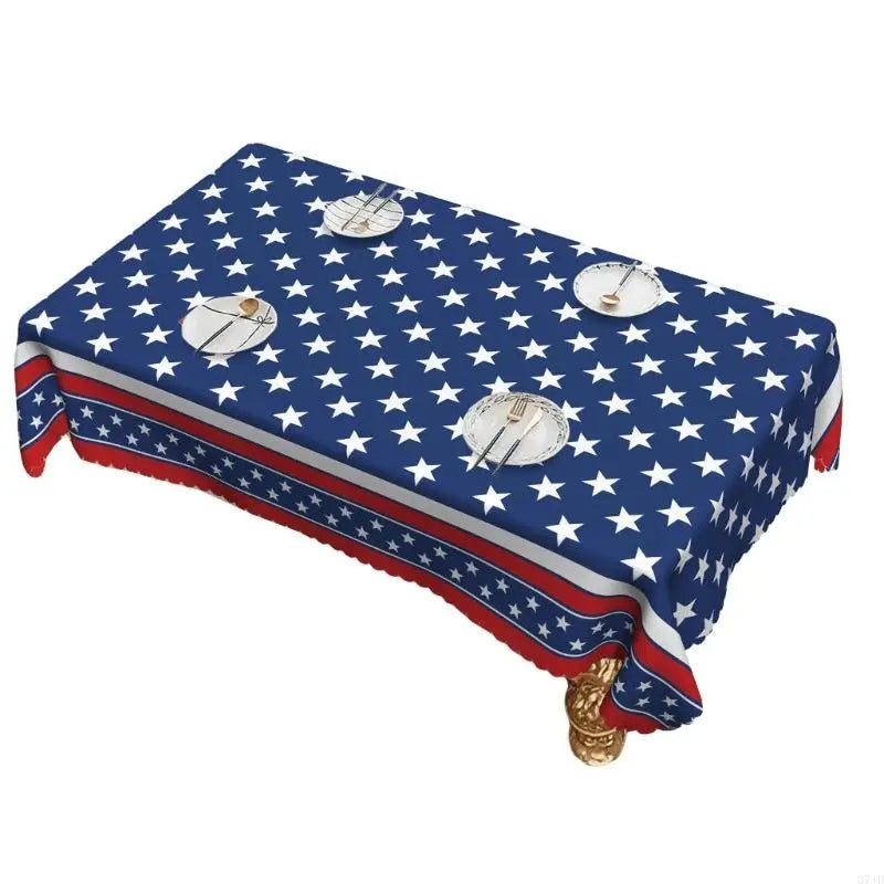 American Flags Patriotic Tablecloth Stars And Stripe Table Cover For 4th Of July Memorial Day Indoor Outdoor Use 37JD