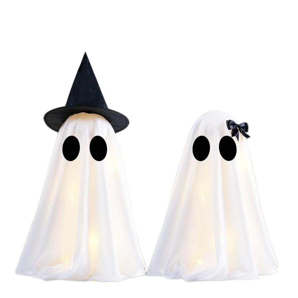 Halloween Ghost Decoration Glowing Desktop Ghost Standing Ornament Haunted Hanging Ghost Decor for Table Home Party Night Gift