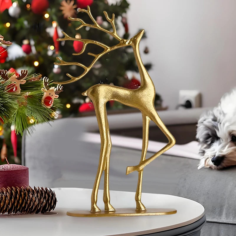 Reindeer Christmas Decor, Resin Reindeer Figurines, Modern Minimalist Xmas Sculpture, Elegant Indoor Holiday Decor
