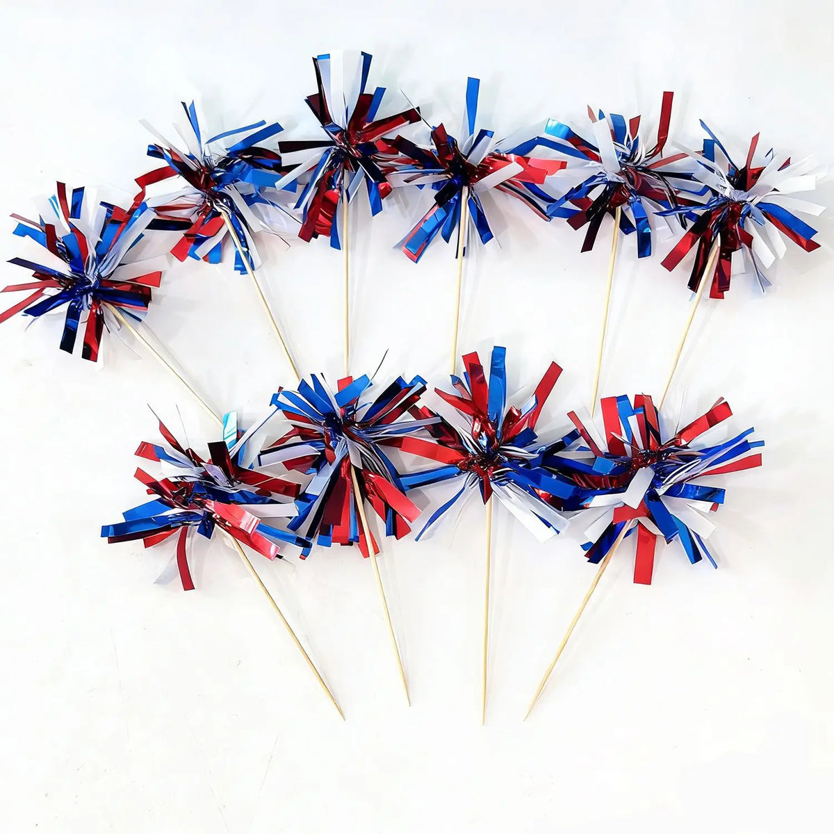 20Pcs Independence Day Theme Sequin Cake Toppers Fruit Forks for 4th of July American National Day Party Cupcake Decoration