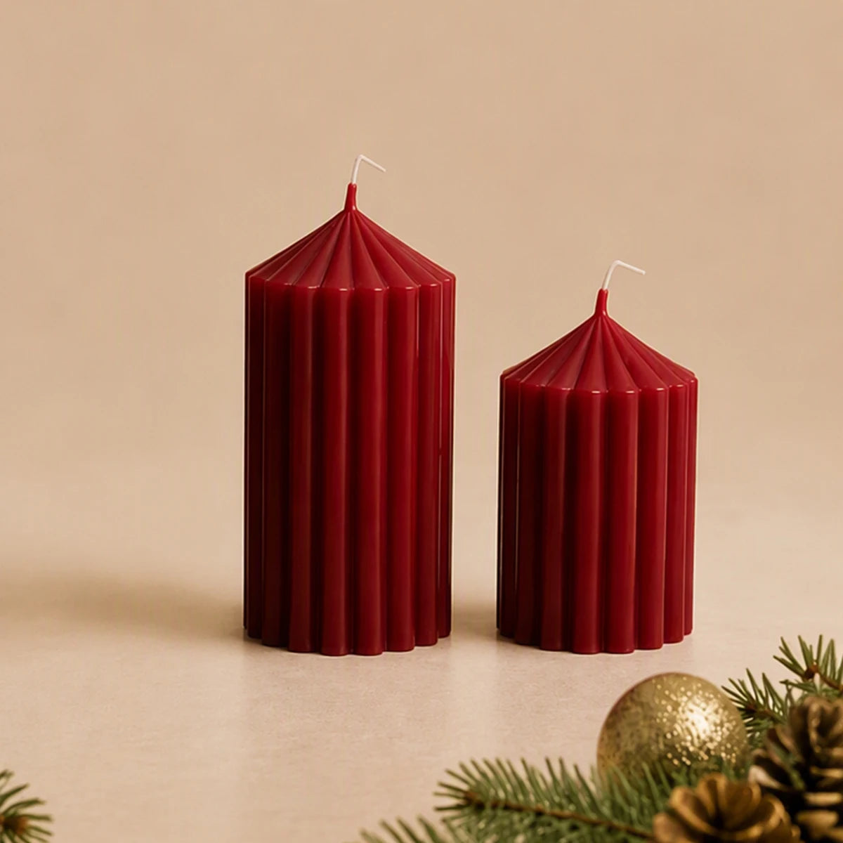 Christmas cylindrical aromatherapy candle set, wine red candle home decoration, Christmas candle center decoration
