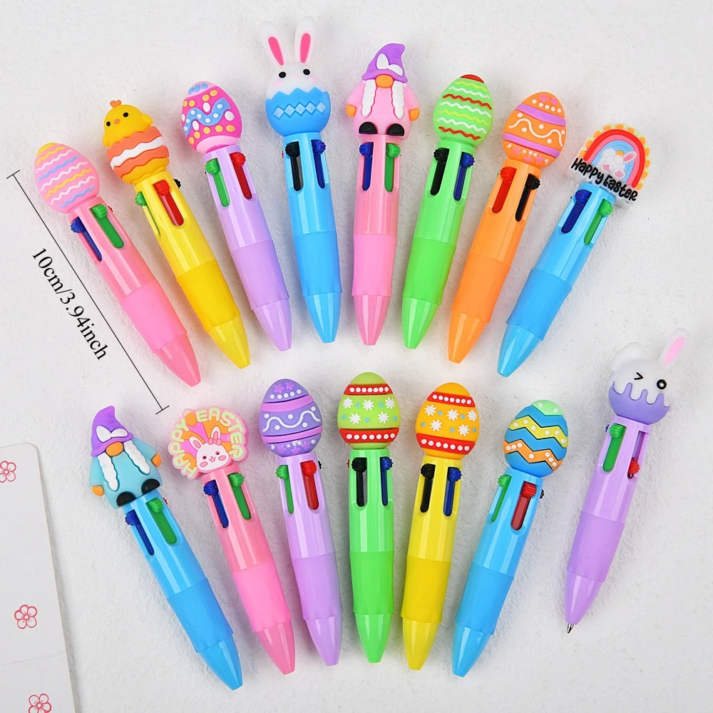 5-30Pcs Cartoon Easter Theme Four Color Pens Easter Carnival Party Birthday Wedding School Kindergarten Gift Prize Basket Filler